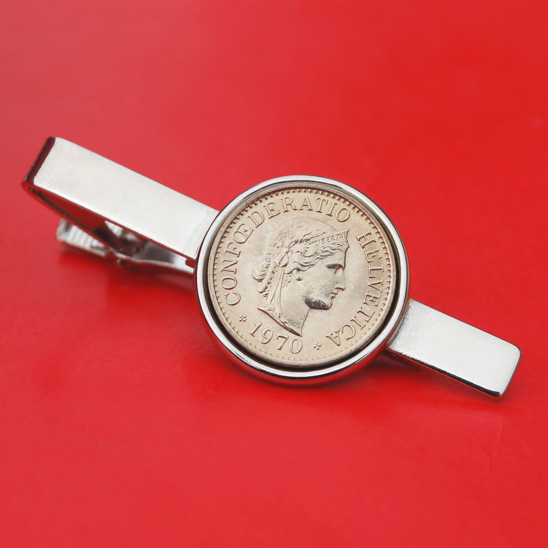 1970 Switzerland 10 Rappen BU Uncirculated Coin Silver Plated Tie Clip Bar  Pin NEW - Etsy UK