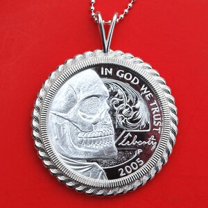 Hobo Nickel Replica Jefferson Skull 1 oz .999 Fine Silver Round BU Uncirculated Proof-like Coin Solid 925 Sterling Silver Necklace NEW