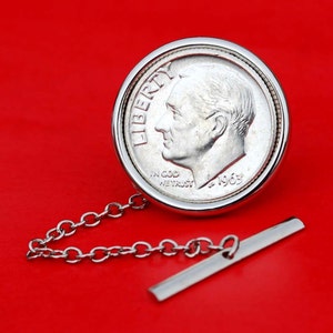 USA 1946 ~ 1964 Roosevelt Dime 90% Srebrna moneta 10 Cent Srebrna szpilka do krawata NOWA