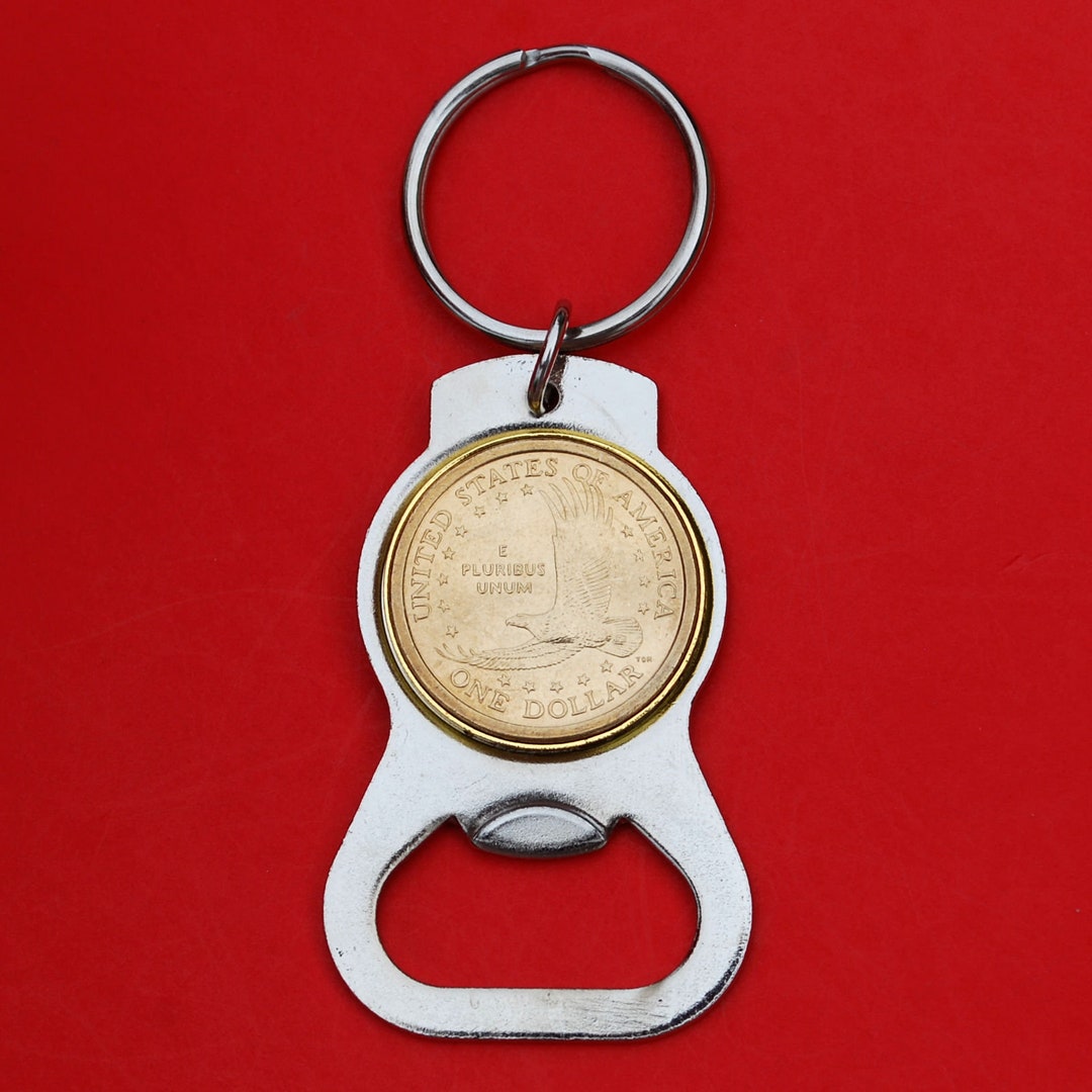 US 2000 ~ 2008 Sacagawea Dollar BU Unc Coin Silver Tone Key Chain
