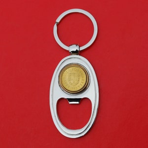 1983 Portugal 1 Escudo BU Uncirculated Coin Key Chain Ring Bottle Opener NEW - Cheetah