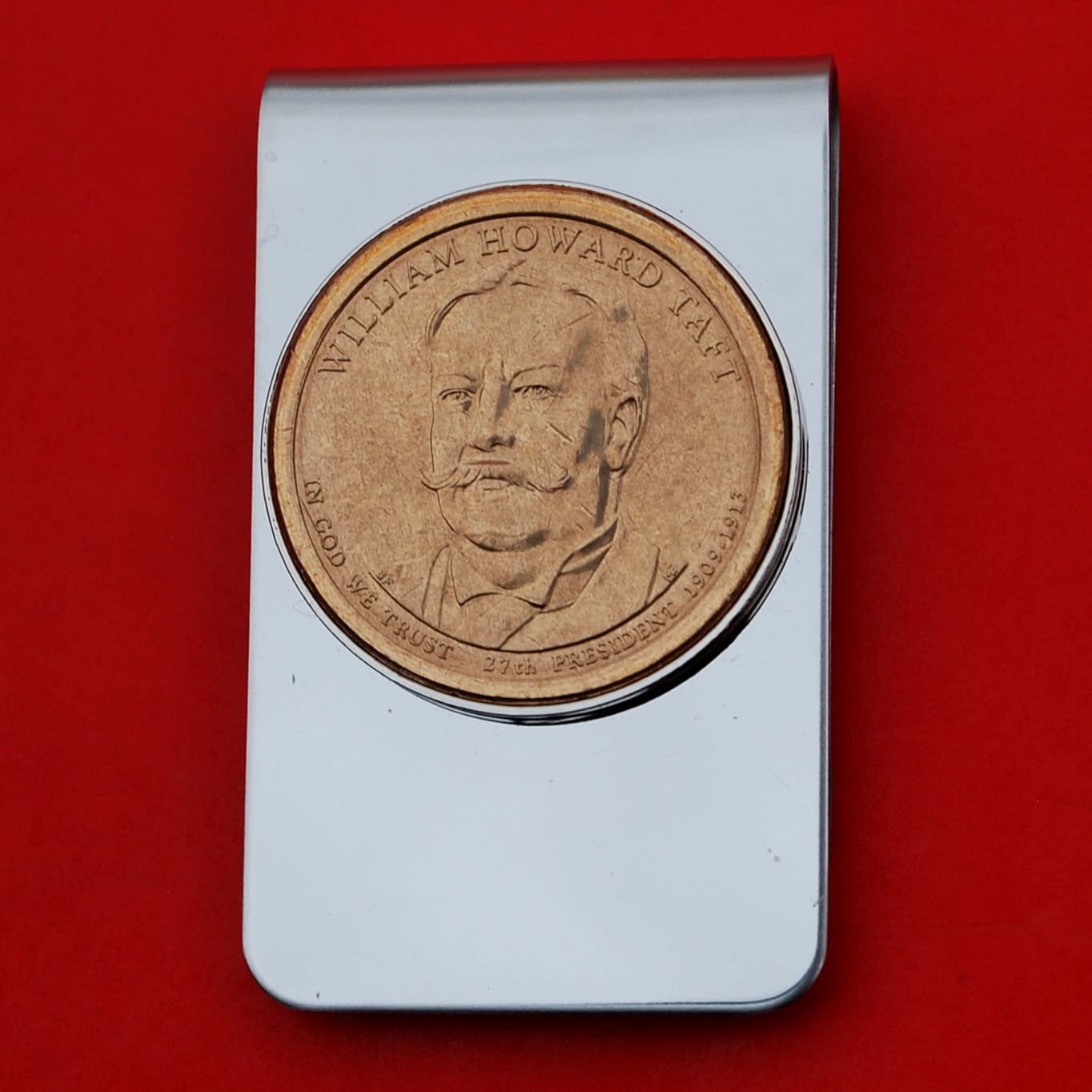米国 2013 大統領ドル BU UNC コイン ステンレススチール シルバー マネークリップ 新品 - ウィリアム ハワード タフト (在任期間 1909-1913 年)