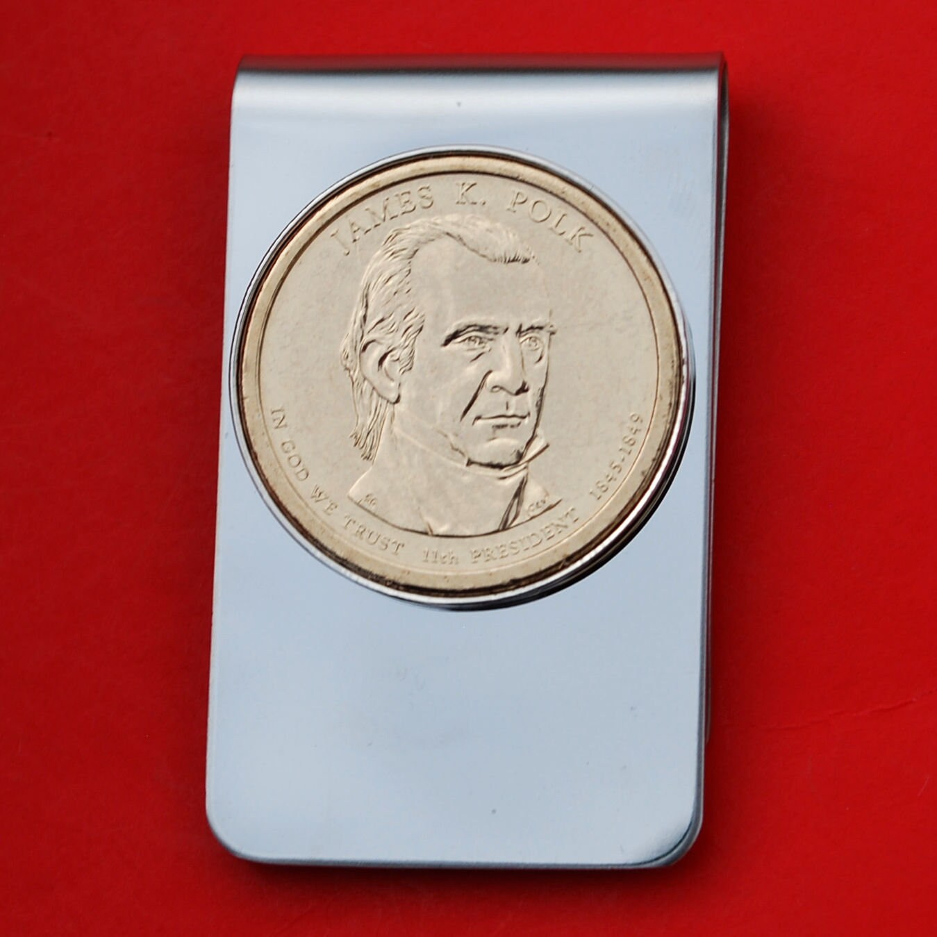 米国 2009 大統領ドル BU 未流通コイン ステンレススチール シルバー マネークリップ 新品 - ジェームズ K. ポーク  (1845-1849) - Etsy 日本