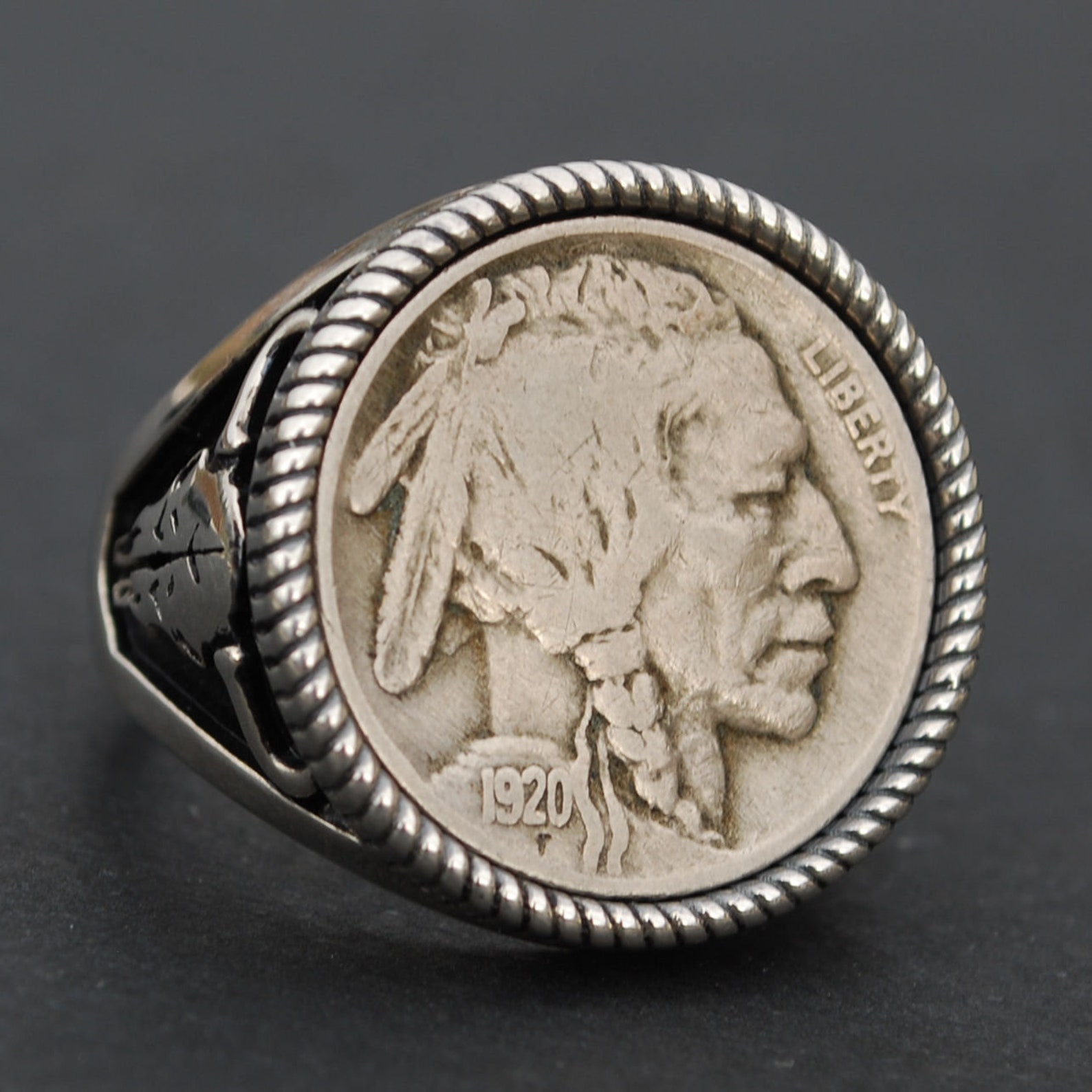 US 1920 Indian Head Buffalo Nickel Coin 925 Sterling Silver Etsy