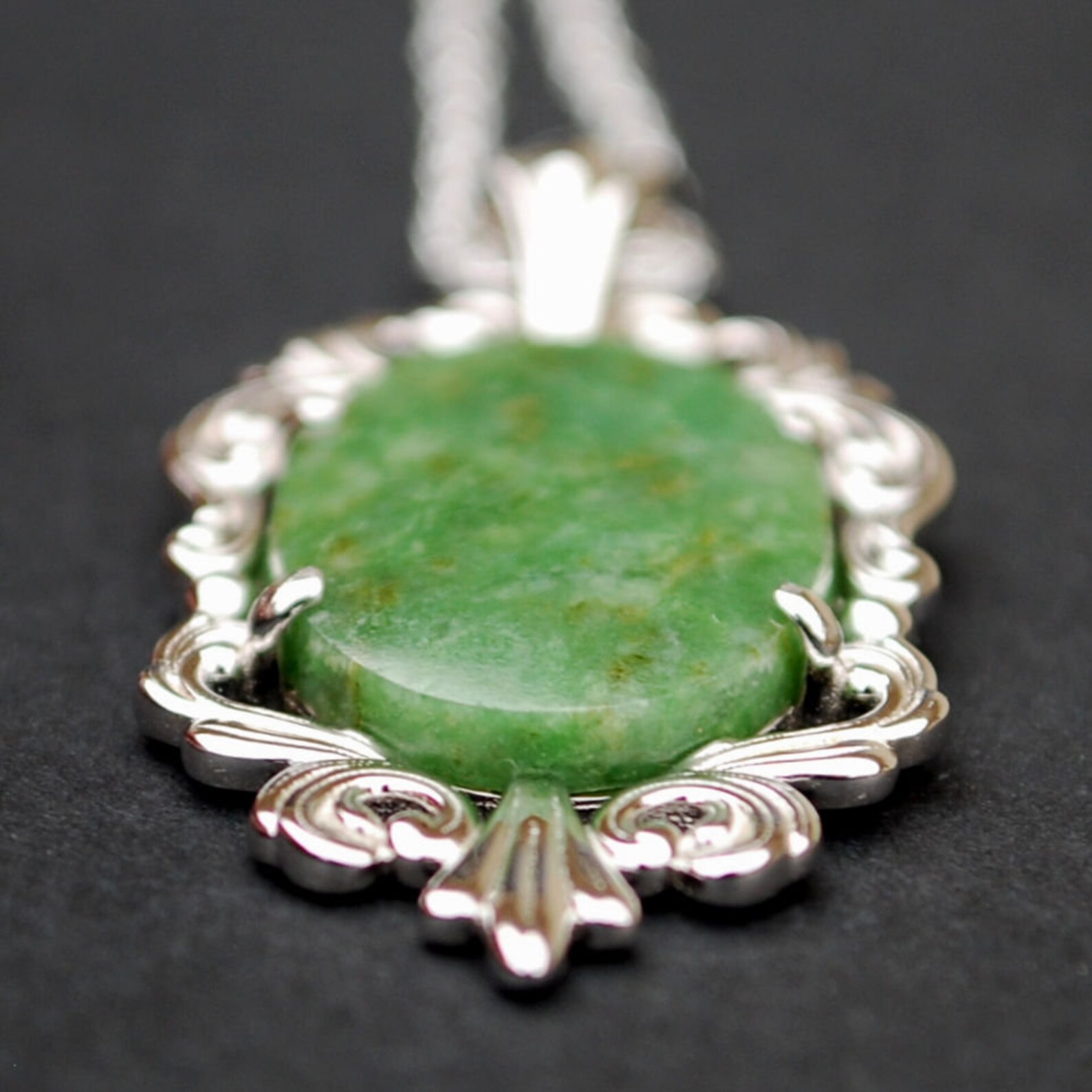 Gorgeous Wyoming Jade 925 Sterling Silver Necklace | Etsy