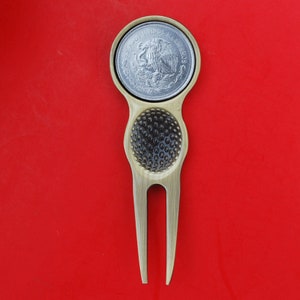 1984 1985 1987 Mexico 1 Peso Coin Golf Ball Marker Divot Tool - Snake and Eagle