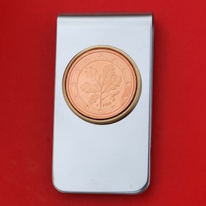 2002 Germany 2 Euro Cent BU Uncirculated Oak Leaves Coin Stainless Steel Money Clip New - Original Metal Colors without Any Plating