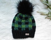 Green Plaid women hat. Buffalo plaid green hat. Baby plaid hat. Newborn plaid hat. Men plaid hat. Ready to ship women hat