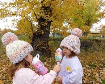 Soft Royal hats. Baby girl knit hat. Toddler girl hats. Child girl hats. Baby shower gift. Sisters matching hats. Mommy and Me hats