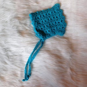 pixie newborn bonnet. Teal pixie hat. Photo props.Ready to ship. baby blue bonnet. baby girl bonnet, Baby boy hat. spring photo props