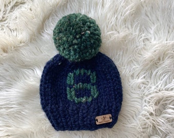 Design your own Number knit hat. Personalized number hat. Baby gift ideas. Sport Beanie. Hat with player number