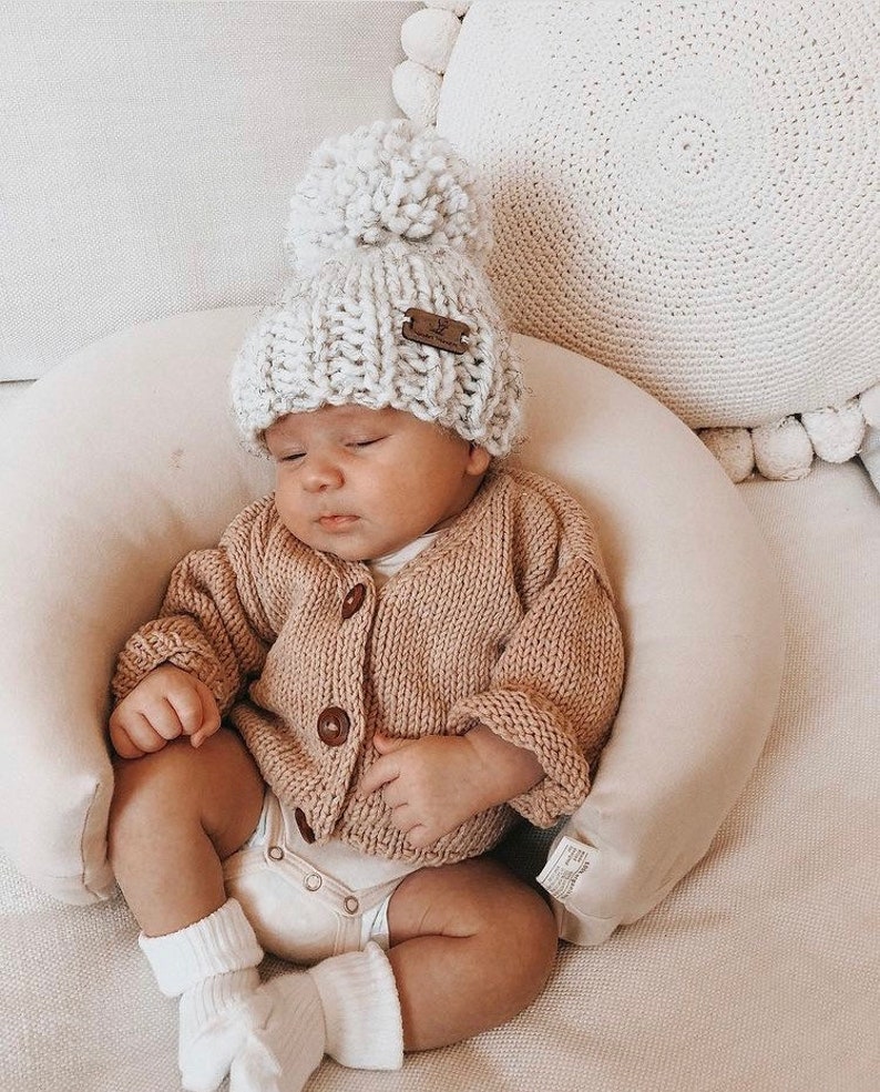 Jumbo Yarn Pom Pom. Design Your Own Baby Hat. Unisex Baby Hat. Etsy