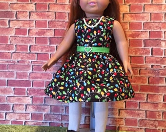 18" doll Christmas dress, 18 inch doll dress, doll clothes, doll dress