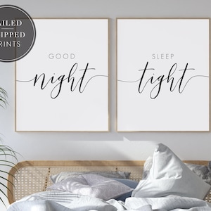 Good Night Sleep Tight, Nursery Decor, Crib Prints, Set of 2 Prints, PHYSICAL PRINTS SHIPPED, Wall Art Decor