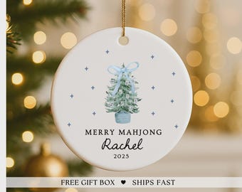 Merry Mahjong Ornament Personalized Mahjong Lover Gift Mahjong Game Night Custom Mahjong Christmas Ornament Funny mahjong keepsake mahj gift