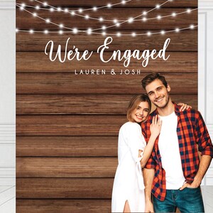 Engagement Backdrop Banner, Wood Photo Booth Backdrop, Rustic Engagement Party, Backyard Engagement Party, Rustic Wedding Decor