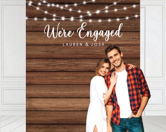 Engagement Backdrop Banner, Wood Photo Booth Backdrop, Rustic Engagement Party, Backyard Engagement Party, Rustic Wedding Decor