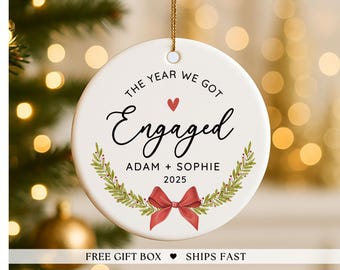 Custom Engagement Ornament Personalized Engaged Ornament Gifts for Engaged Couple Engagement Keepsake Engagement Gift Christmas Ornament