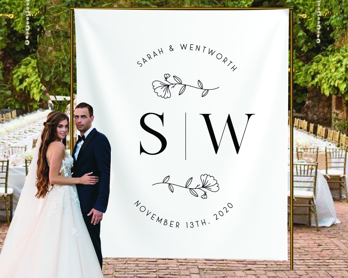 Wedding Backdrop for Reception, Monogram Wedding Decor, Photo Booth ...