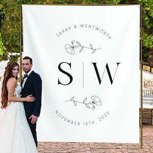 Wedding Backdrop For Reception, Monogram wedding decor, Photo Booth Backdrop, Backyard Wedding Decor, Rustic Wedding Decor