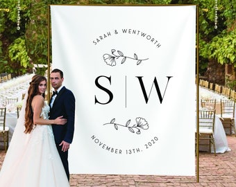 Wedding Backdrop For Reception, Monogram wedding decor, Photo Booth Backdrop, Backyard Wedding Decor, Rustic Wedding Decor