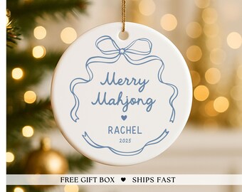 Mahjong Ornament Personalized Merry Mahjong Lover Gift Mahjong Game Night Custom Mahjong Christmas Ornament Funny mahjong keepsake mahj gift