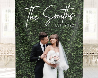Wedding Backdrop, Photo Booth Backdrop, Hedge Sign for Wedding Reception and Ceremony,  Backyard Wedding Decor, Custom Wedding Sign