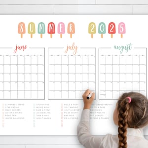 Summer Calendar Bucket List Activity Poster 2025, Summer Countdown Poster, Summer Family Kid 2025 Kids Summer, Poster Print, Month vacation