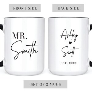 Mr Mrs Mugs, Couple Coffee Mug Set, Unique Wedding Gift, Custom His and ...
