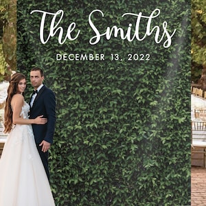 Wedding Backdrop for Reception, Photo Booth Backdrop, Hedge Backdrop Sign, Backyard Wedding Decor, Custom Wedding Decor