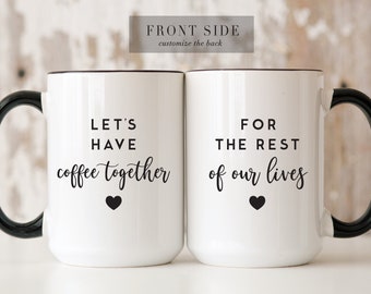 Tazas para Sr. y Sra., Juego de tazas de café personalizadas para pareja, Regalo de boda único, Regalo para él y para ella, Amantes del café, Regalo de compromiso para novios y novias en Navidad