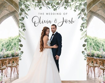 Telón de fondo de tela para boda, telón de fondo para fotomatón con pancarta verde, telón de fondo para ceremonia de recepción de boda, decoración de boda en el patio trasero.
