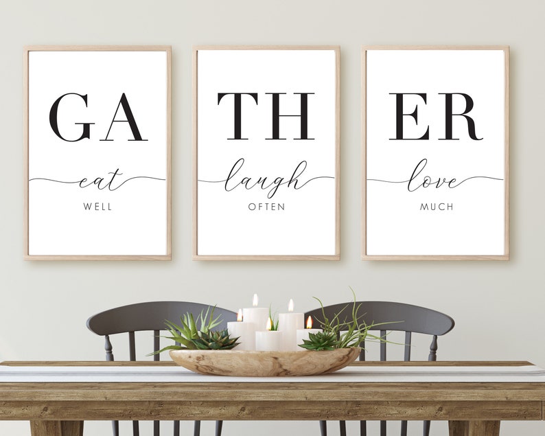 GATHER Eat Laugh Love Set Set of 3 Prints PHYSICAL PRINTS Etsy