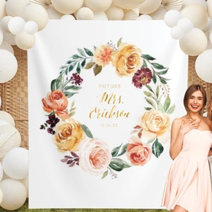 Bridal Shower Sign, Miss to mrs sign, Bridal Shower Backdrop, Engagement Sign, Custom Backdrop, floral backdrop,