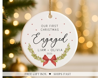 Custom Engagement Ornament Personalized Engaged Ornament Gifts for Engaged Couple Engagement Keepsake Engagement Gift Christmas Ornament