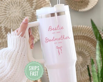 Vaso térmico de 1,2 litros para propuesta de madrina / Regalo de mejor amiga a madrina / Regalo personalizado para madrina / Anuncio de nacimiento de bebé / Vaso de recuerdo para padrinos