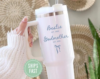 Vaso térmico de 40 oz para madrina / Regalo para la mejor amiga de la madrina / Regalo para anunciar la propuesta de madrina / Regalo personalizado para revelar la identidad del bebé