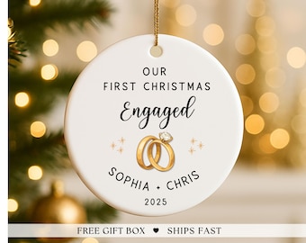 Custom Engagement Ornament Personalized Engaged Ornament Gifts for Engaged Couple Engagement Keepsake Engagement Gift Christmas Ornament
