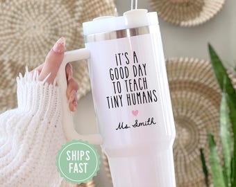 Vaso térmico de 1,2 litros para profesores / Vaso personalizado con el nombre del profesor / Regalo de agradecimiento personalizado para profesores / Vaso de regalo de agradecimiento de fin de curso y vuelta al cole