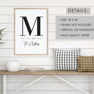 Family Name Sign, Custom Last Name Print, Established Sign for House ...
