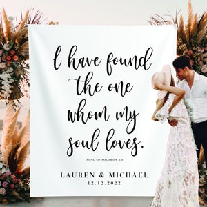 Wedding Backdrop For Reception, I have found the one whom my soul loves,  Photo Booth Backdrop, Backyard Wedding Decor, Rustic Wedding Decor