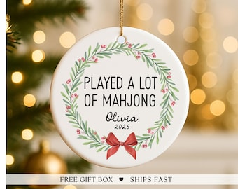Merry Mahjong Ornament Personalized Mahjong Lover Gift Mahjong Game Night Custom Mahjong Christmas Ornament Funny mahjong keepsake mahj gift