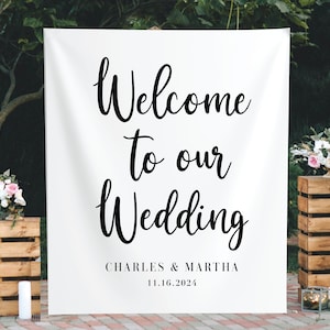 Wedding Welcome Sign, Custom Wedding Backdrop, Last Name Photo Party Decor, Couples Wedding Shower Banner, Wedding Ceremony Arch, Tapestry