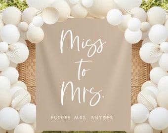 Banner de Señorita a Señora, Fondo de Despedida de Soltera Boho, Boda Boho Beige, Letrero de Futura Señora, Despedida de Soltera Boho, Decoración Boho