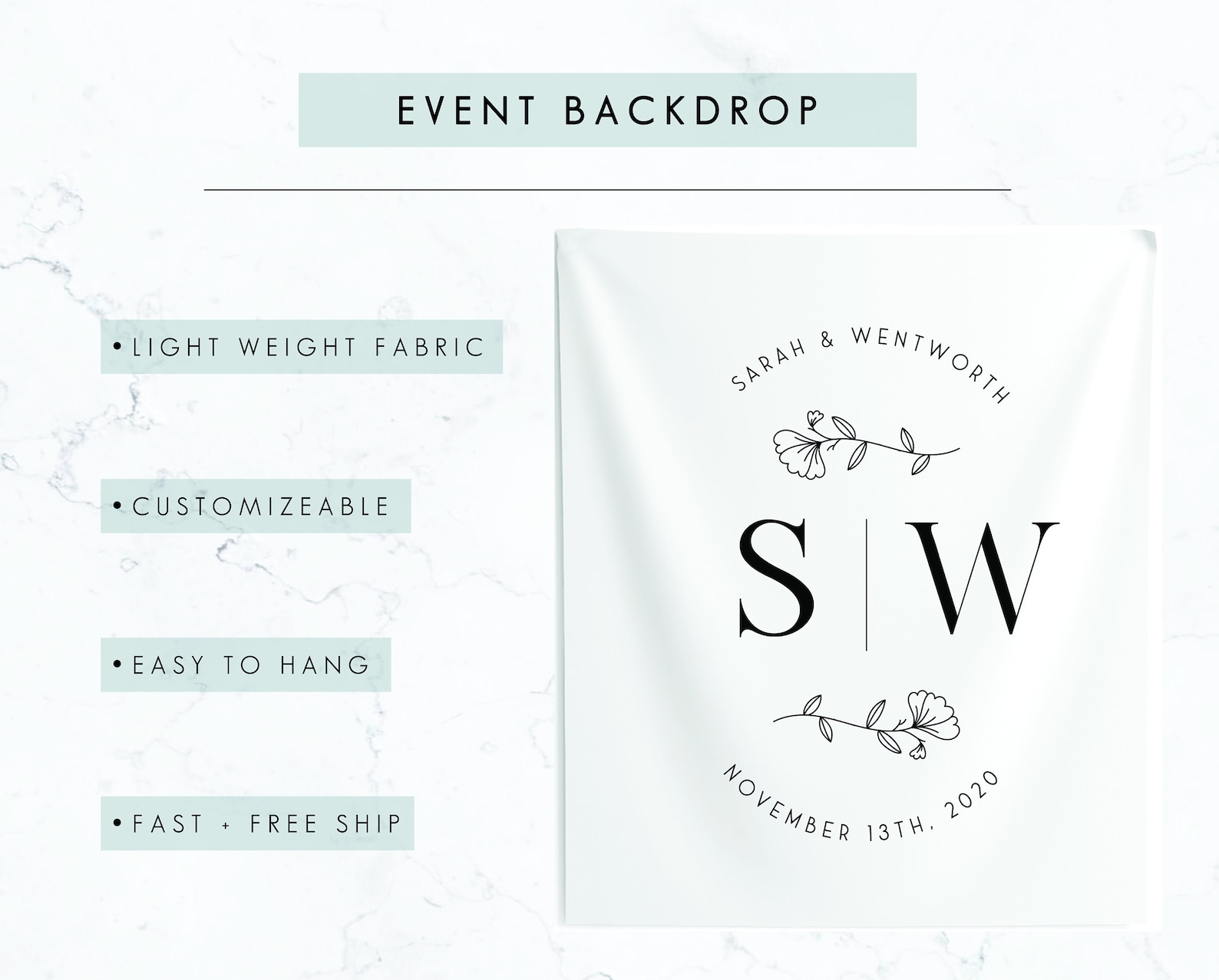 Wedding Backdrop for Reception, Monogram Wedding Decor, Photo Booth ...