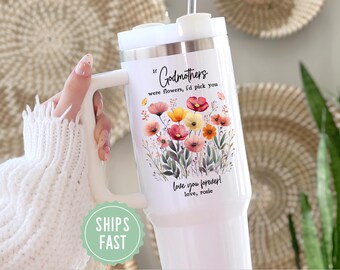 Vaso térmico de 1,2 litros para madrina / Regalo personalizado para madrina / Regalo personalizado para el Día de la Madre, cumpleaños, baby shower / Taza de regalo para proponer ser madrina