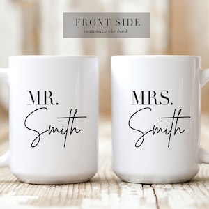 Jumway Mr And Mrs Coffee Mugs Set - Unique Wedding Gifts For Bride And Groom - His And Hers Anniversary Present Husband And Wife -Engagement Gifts For