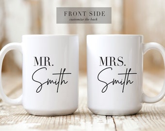 Mr Mrs Mugs, Couple Coffee Mug Set, Unique Wedding Gift, Custom His and Hers Gift, Coffee Lovers, Engagement Bride and Groom Christmas Gift