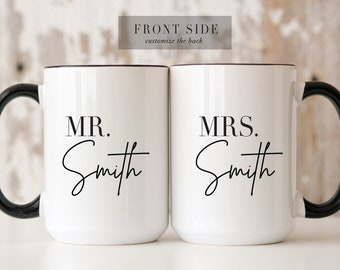 Mr Mrs Mugs, Custom Couple Coffee Mug Set, Unique Wedding Gift, His and Hers Gift, Coffee Lovers, Engagement Bride and Groom Christmas Gift