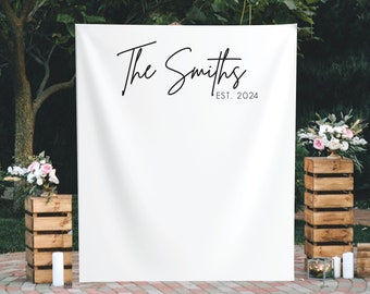 Custom Name Wedding Sign, Last name backdrop, Custom Wedding Decor, Welcome Sign Engagement Party Decor, Couples Wedding Decor, Photo Booth